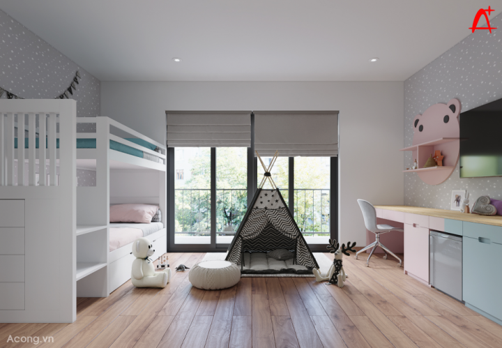 Thiết kế nội thất nhà Eden Rose: phòng ngủ con gái
